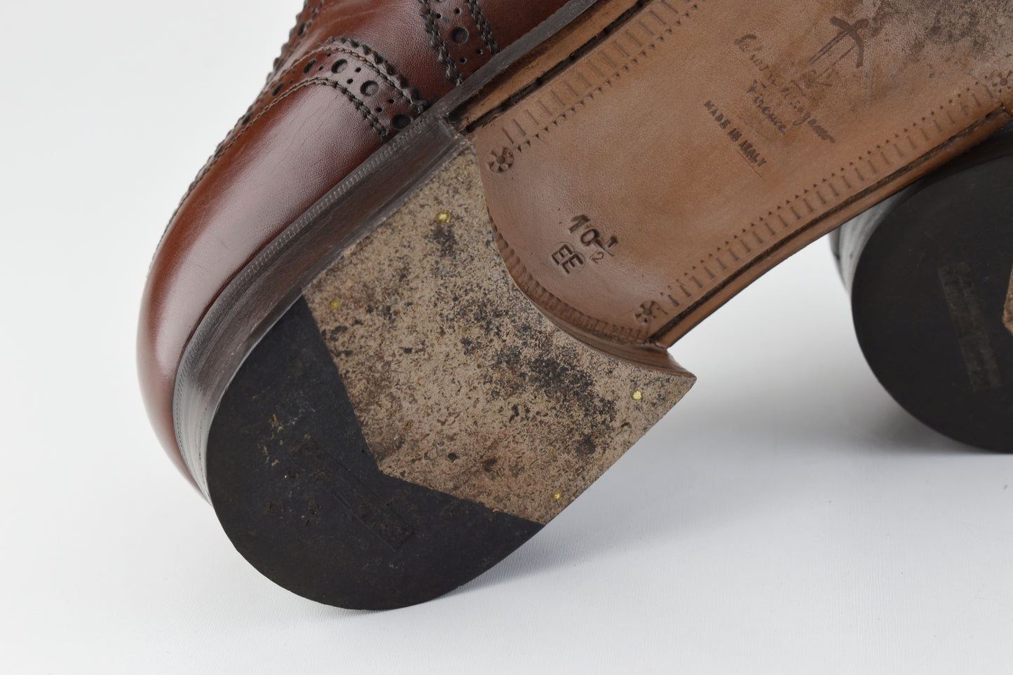 Salvatore Ferragamo Firenze Brown Oxford Brogue, Size EU 43.5, Men Shoes, V.Good 8/10