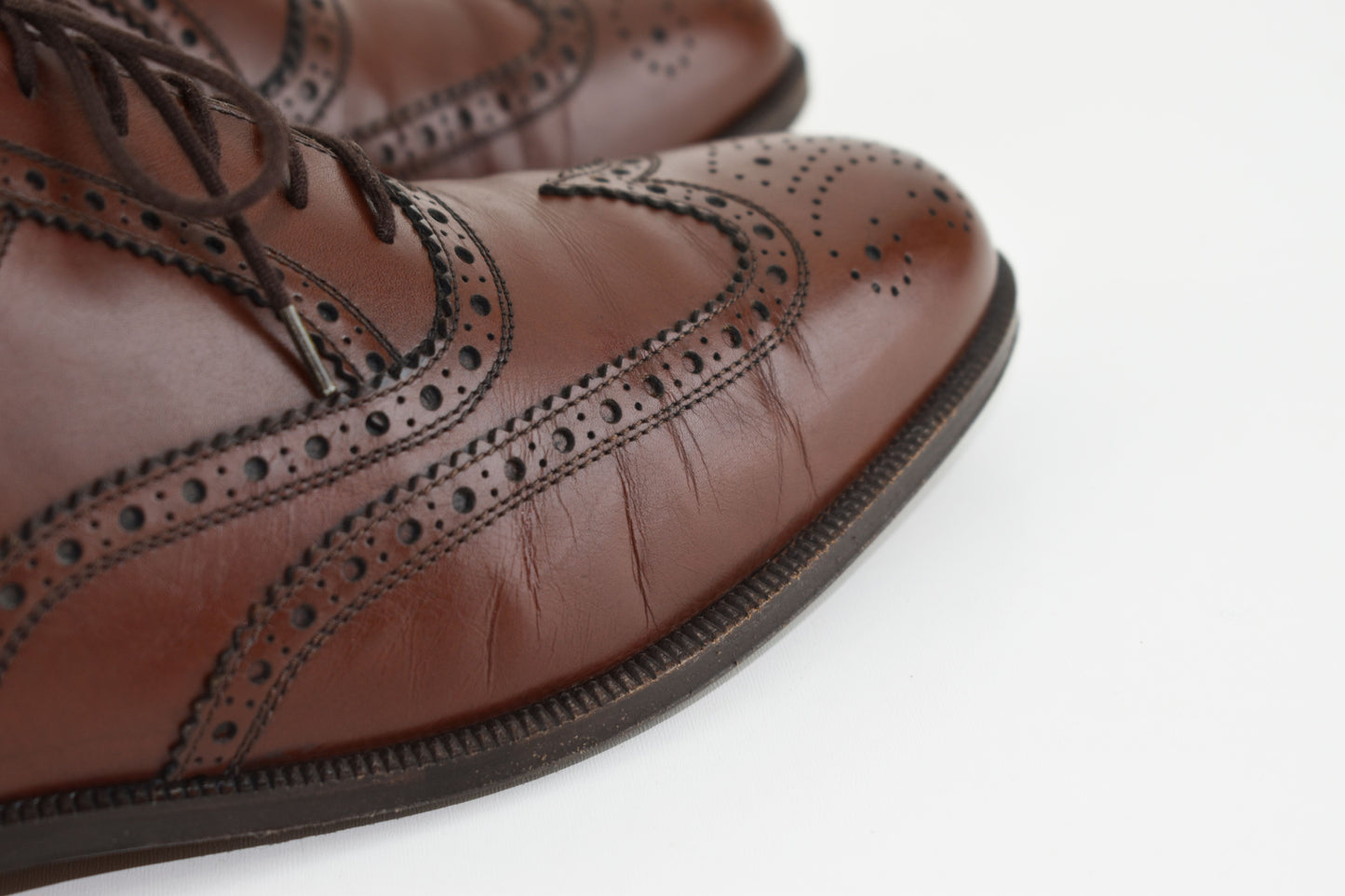 Salvatore Ferragamo Firenze Brown Oxford Brogue, Size EU 43.5, Men Shoes, V.Good 8/10