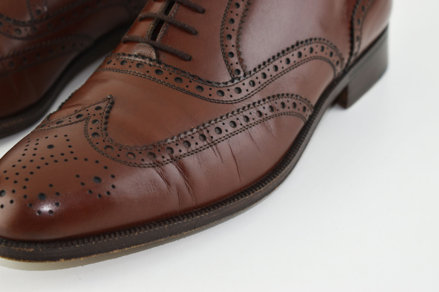 Salvatore Ferragamo Firenze Brown Oxford Brogue, Size EU 43.5, Men Shoes, V.Good 8/10