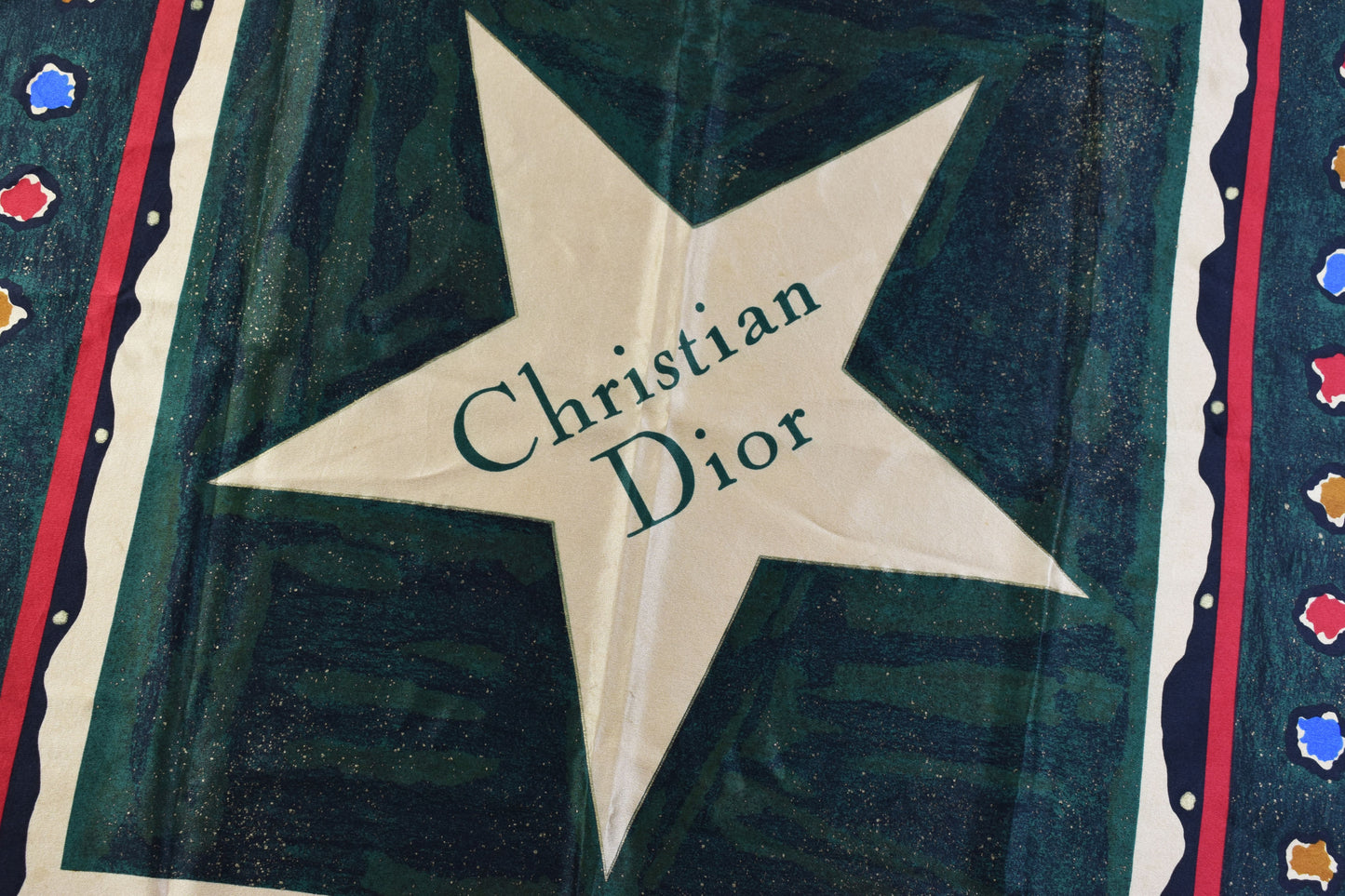 Christian Dior Silk Scarf Big Star Design 84cm x 81cm, Excellent 9/10