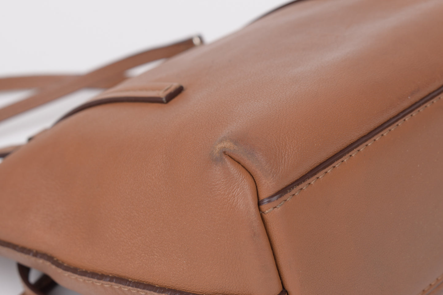 * Carolina Herrera Brown Leather Top Zip Tote Bag, Made In Spain, 20x24cm, V.Good 7/10