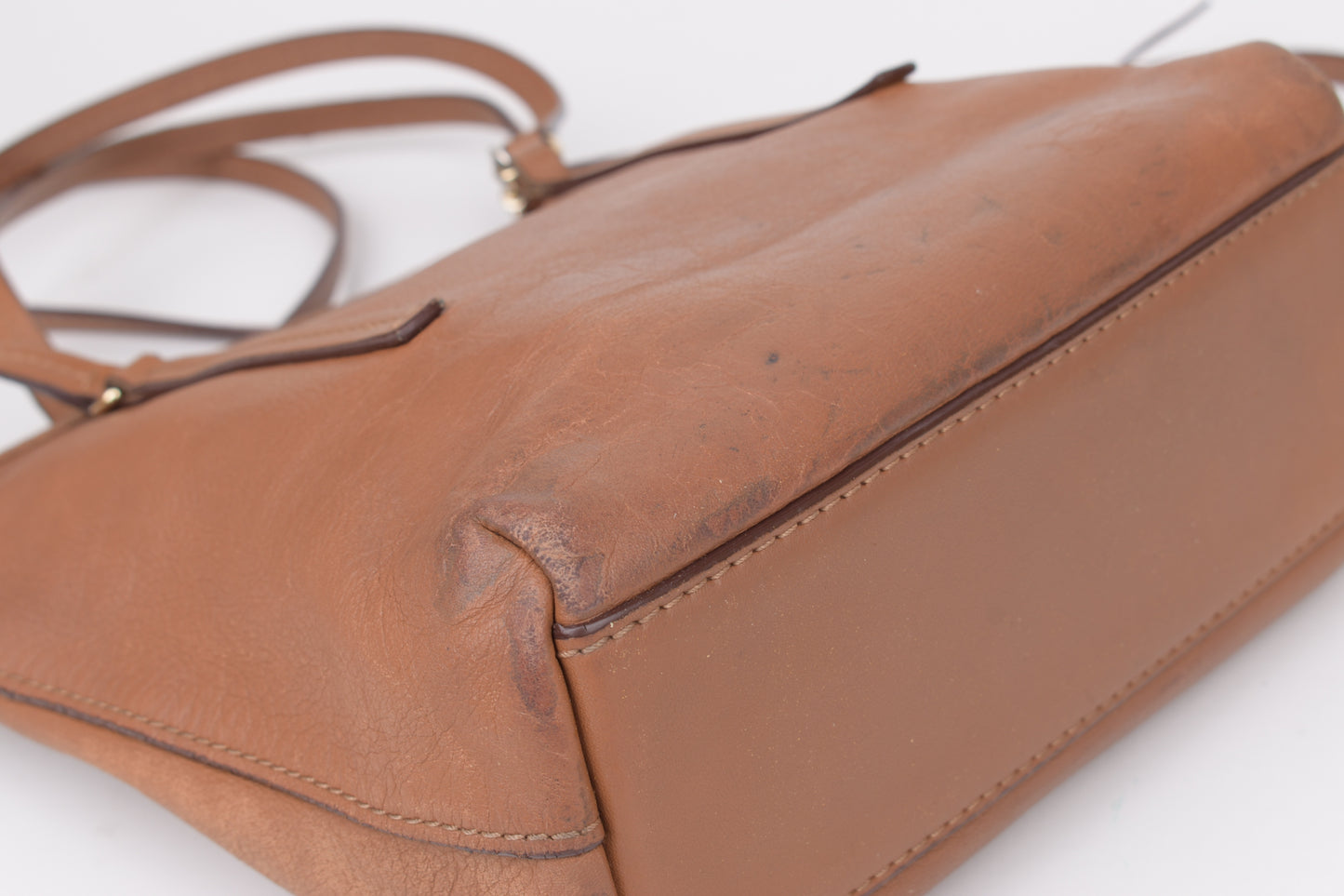 * Carolina Herrera Brown Leather Top Zip Tote Bag, Made In Spain, 20x24cm, V.Good 7/10