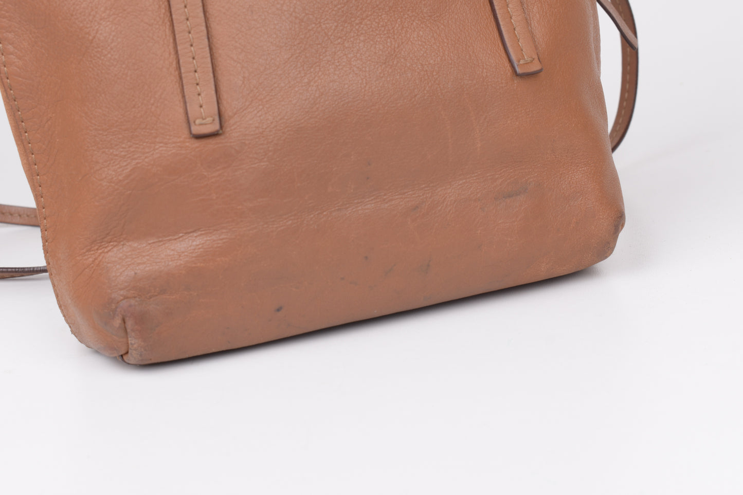* Carolina Herrera Brown Leather Top Zip Tote Bag, Made In Spain, 20x24cm, V.Good 7/10