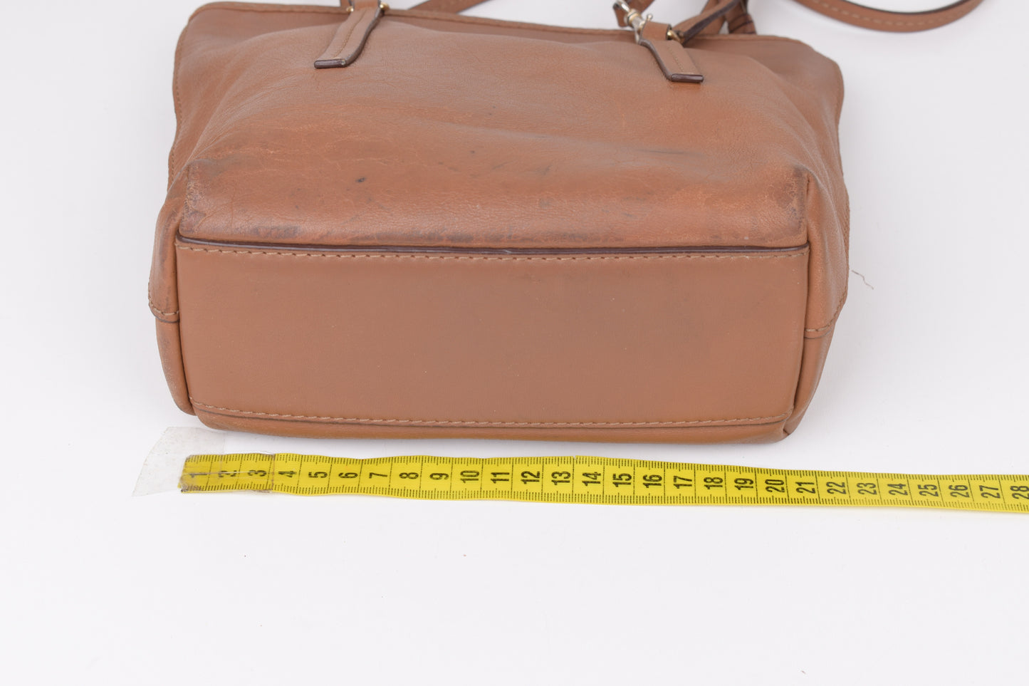 * Carolina Herrera Brown Leather Top Zip Tote Bag, Made In Spain, 20x24cm, V.Good 7/10