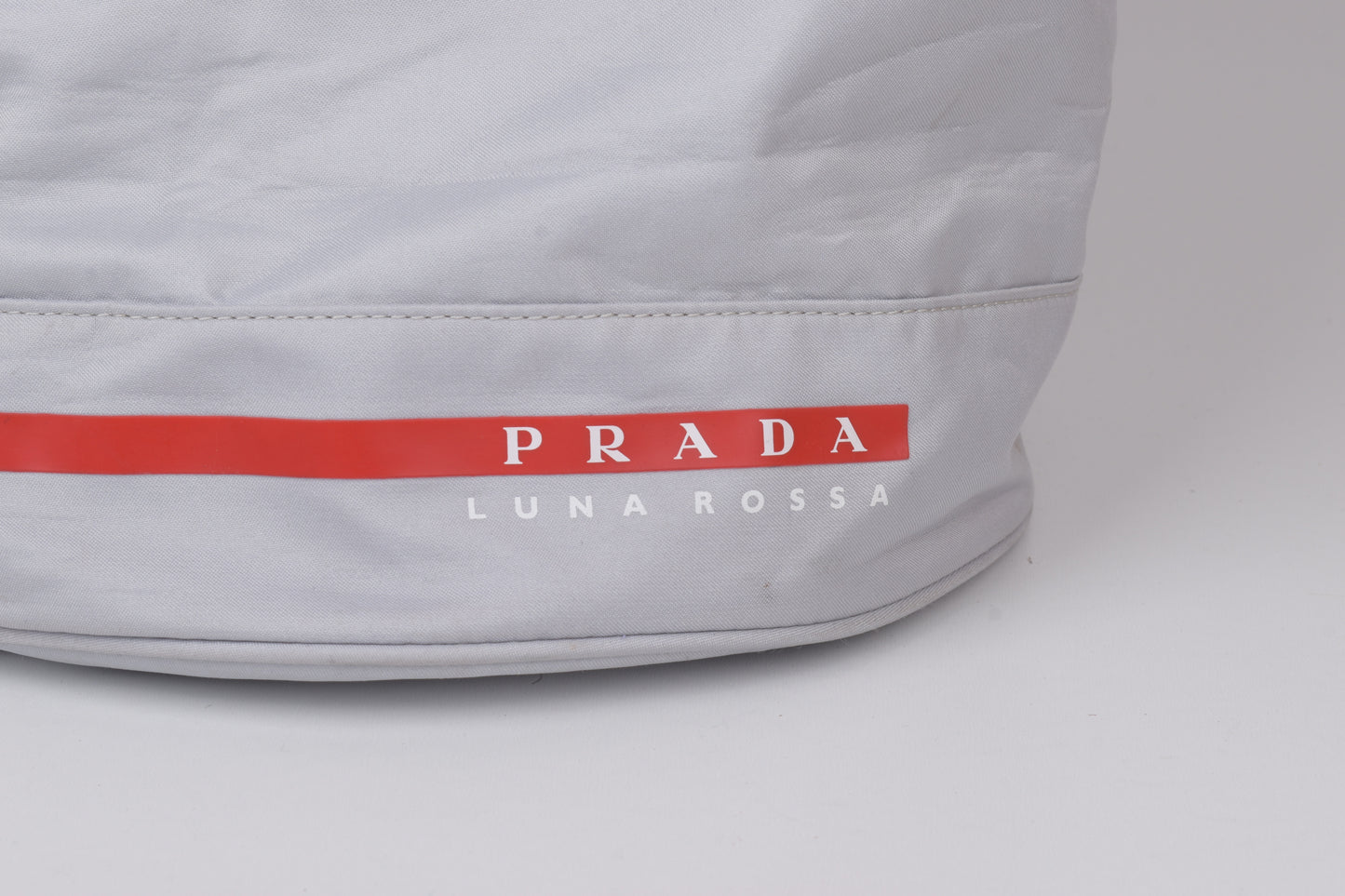 * Prada Luna Rossa Gray Crossbody Drawstring Sling Bag, 24x50cm, V.Good 8/10