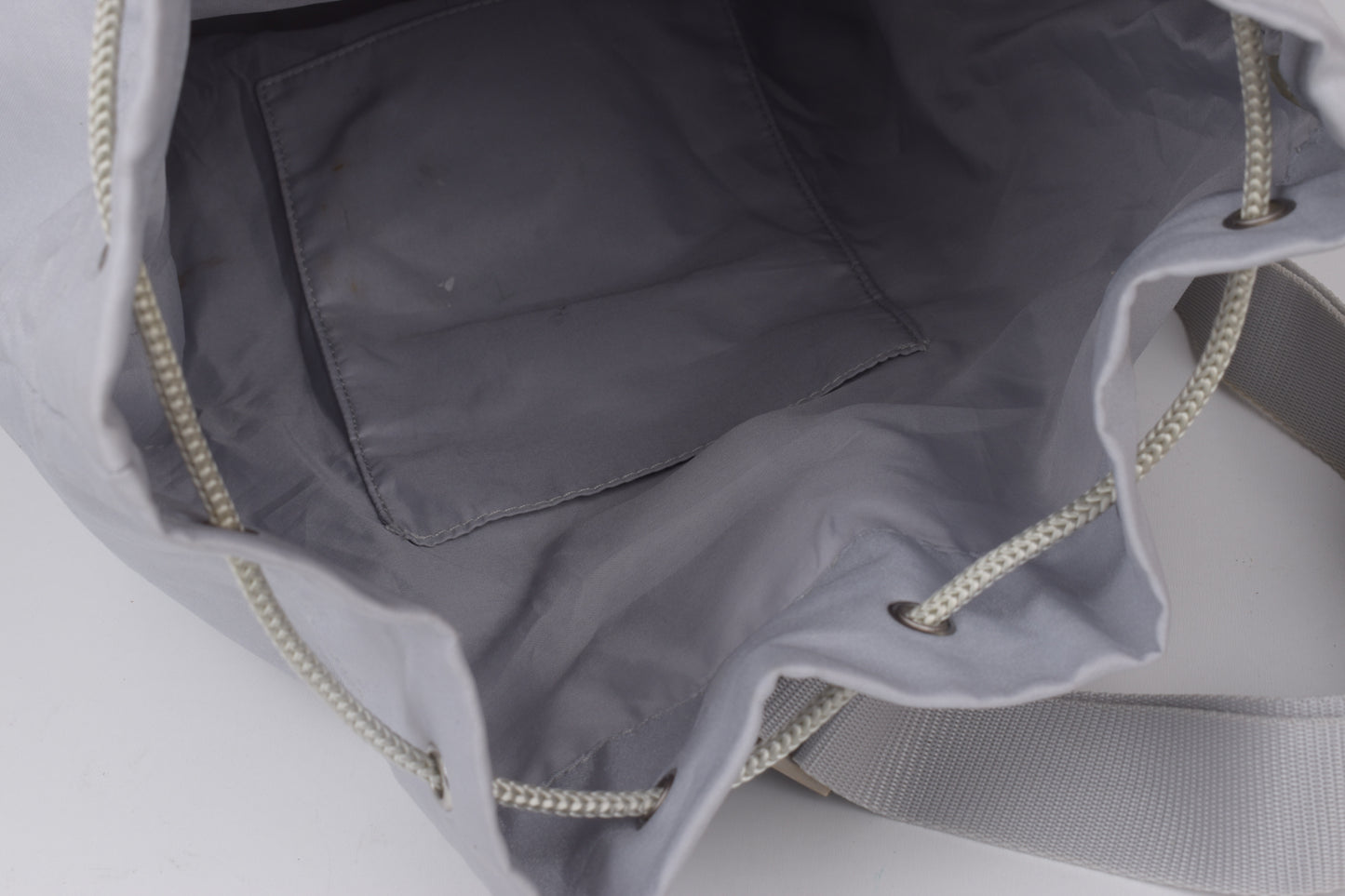 * Prada Luna Rossa Gray Crossbody Drawstring Sling Bag, 24x50cm, V.Good 8/10
