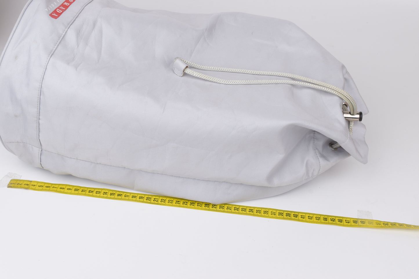 * Prada Luna Rossa Gray Crossbody Drawstring Sling Bag, 24x50cm, V.Good 8/10