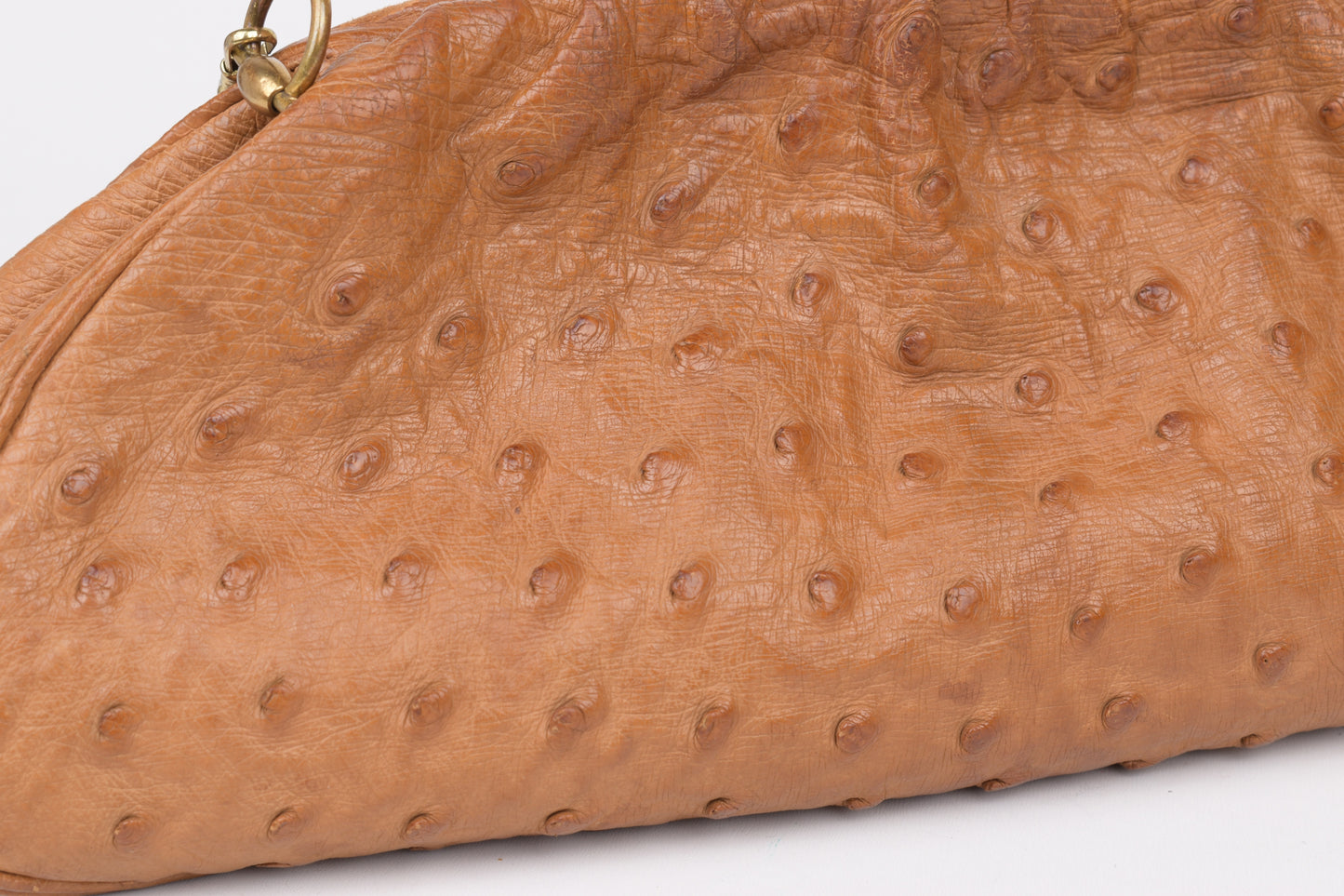 * Vintage Brown Ostrich Skin Handbag, 35x14cm, Excellent 9/10
