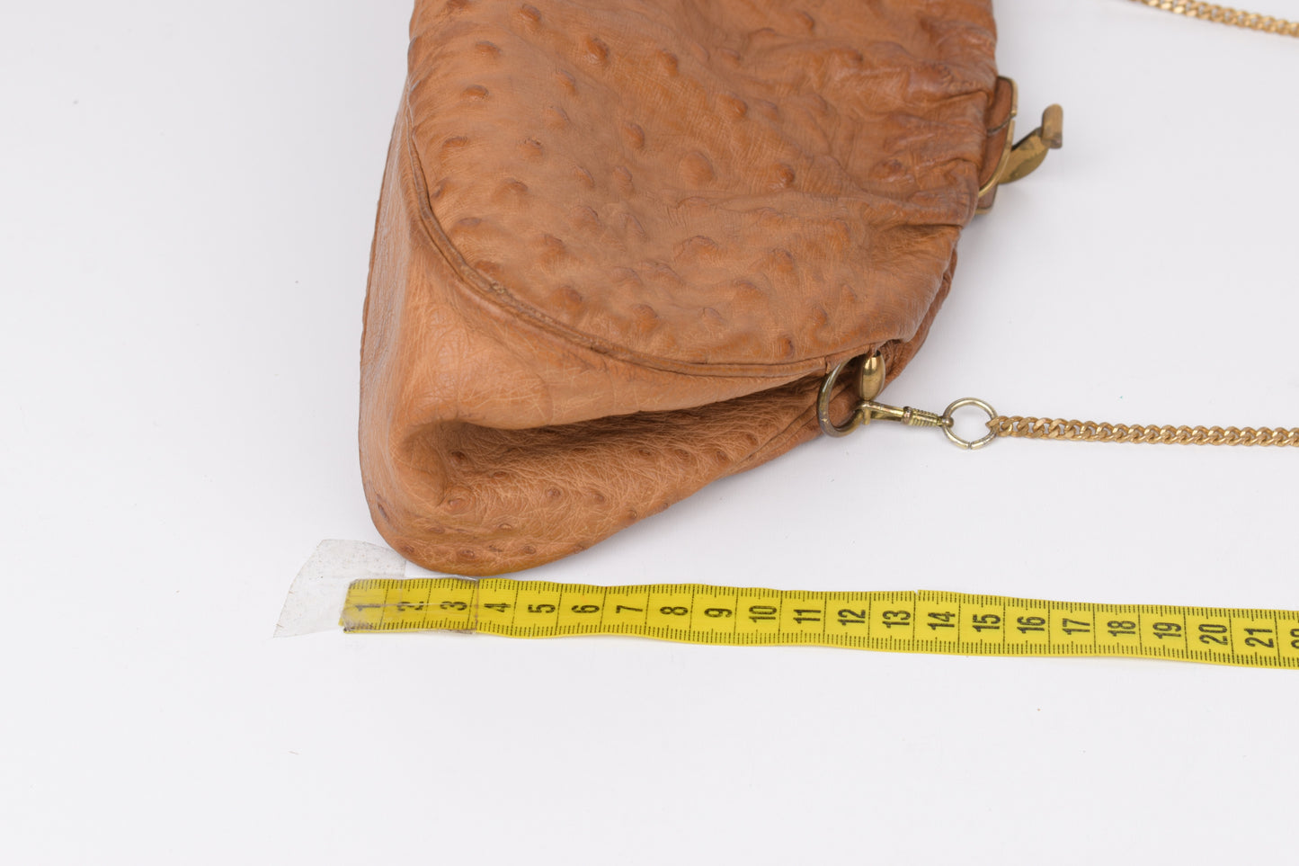 * Vintage Brown Ostrich Skin Handbag, 35x14cm, Excellent 9/10