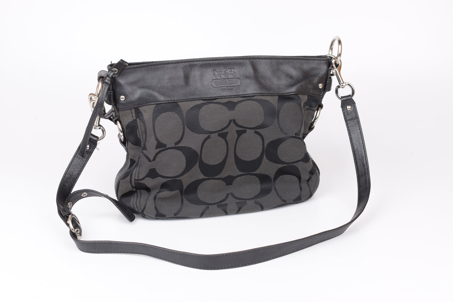 * Coach Signature Zoe Shoulder Bag F14708 Black/Gray, 29x24cm, V.Good 7/10