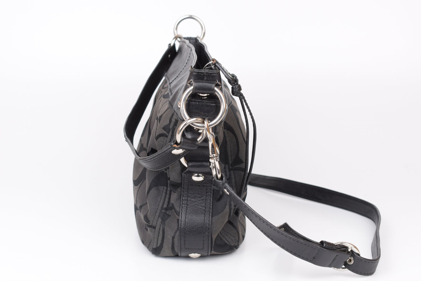 * Coach Signature Zoe Shoulder Bag F14708 Black/Gray, 29x24cm, V.Good 7/10
