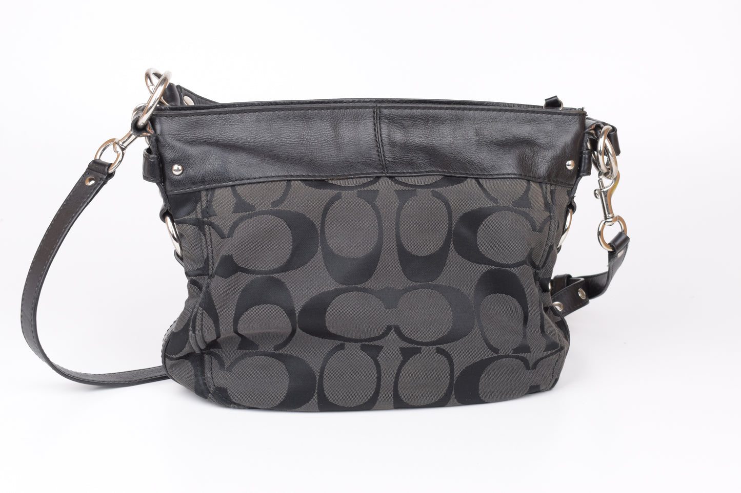 * Coach Signature Zoe Shoulder Bag F14708 Black/Gray, 29x24cm, V.Good 7/10