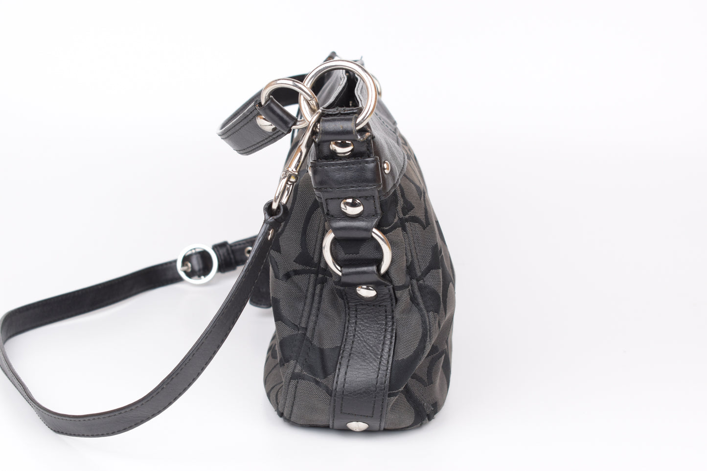 * Coach Signature Zoe Shoulder Bag F14708 Black/Gray, 29x24cm, V.Good 7/10
