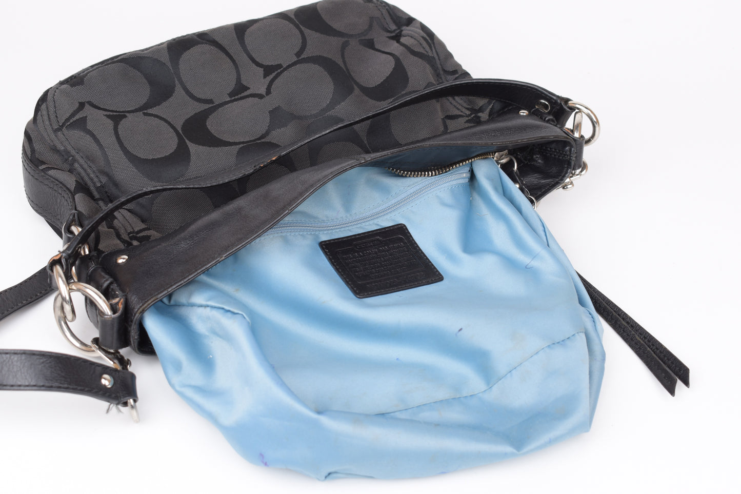 * Coach Signature Zoe Shoulder Bag F14708 Black/Gray, 29x24cm, V.Good 7/10