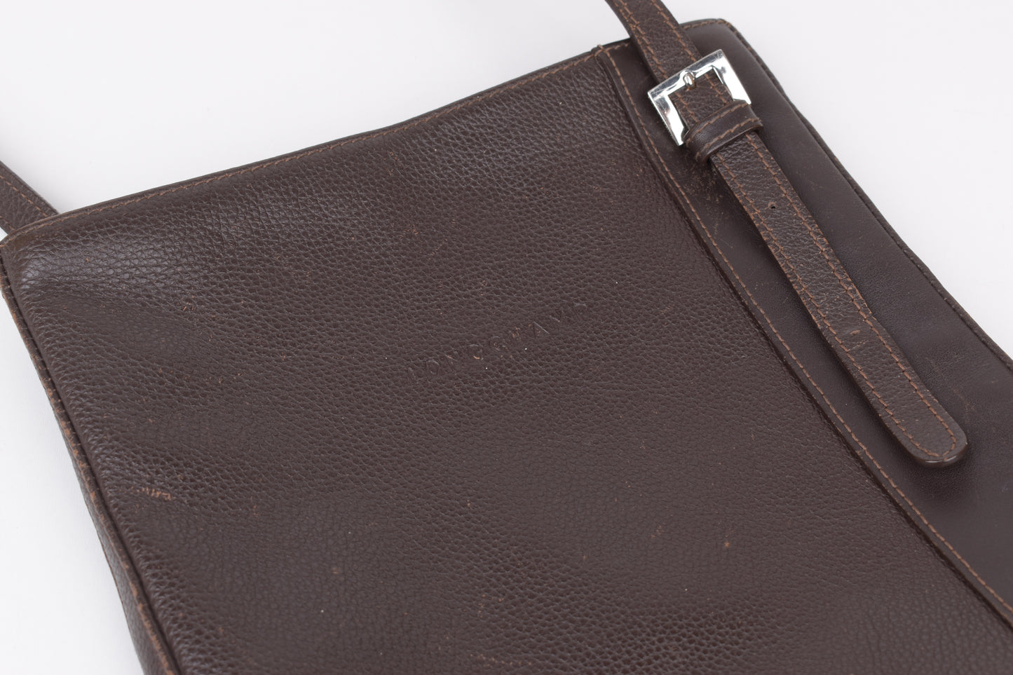 * Longchamp Medium Brown Leather Crossbody Bag, 22x24cm, V.Good 7/10
