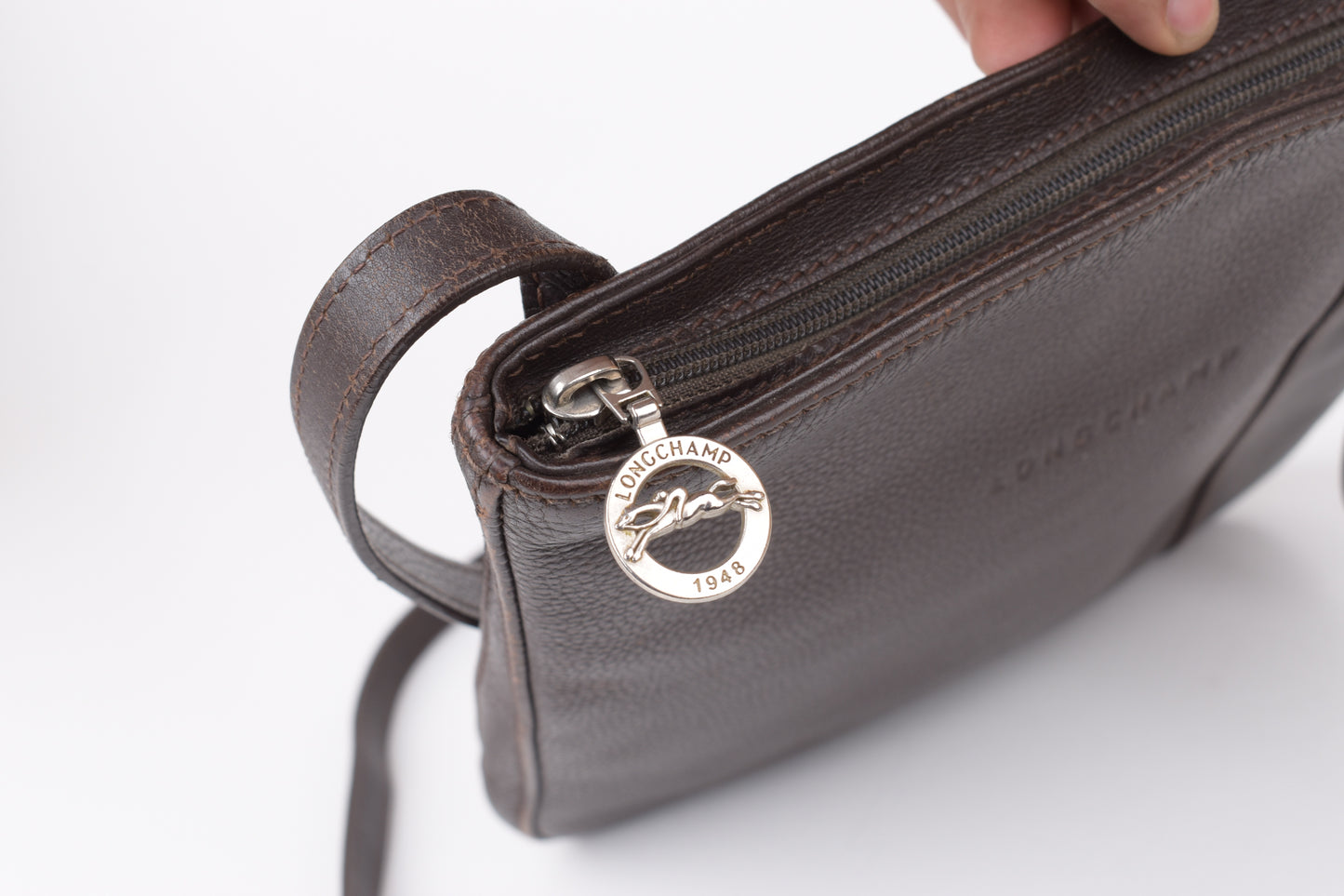 * Longchamp Medium Brown Leather Crossbody Bag, 22x24cm, V.Good 7/10
