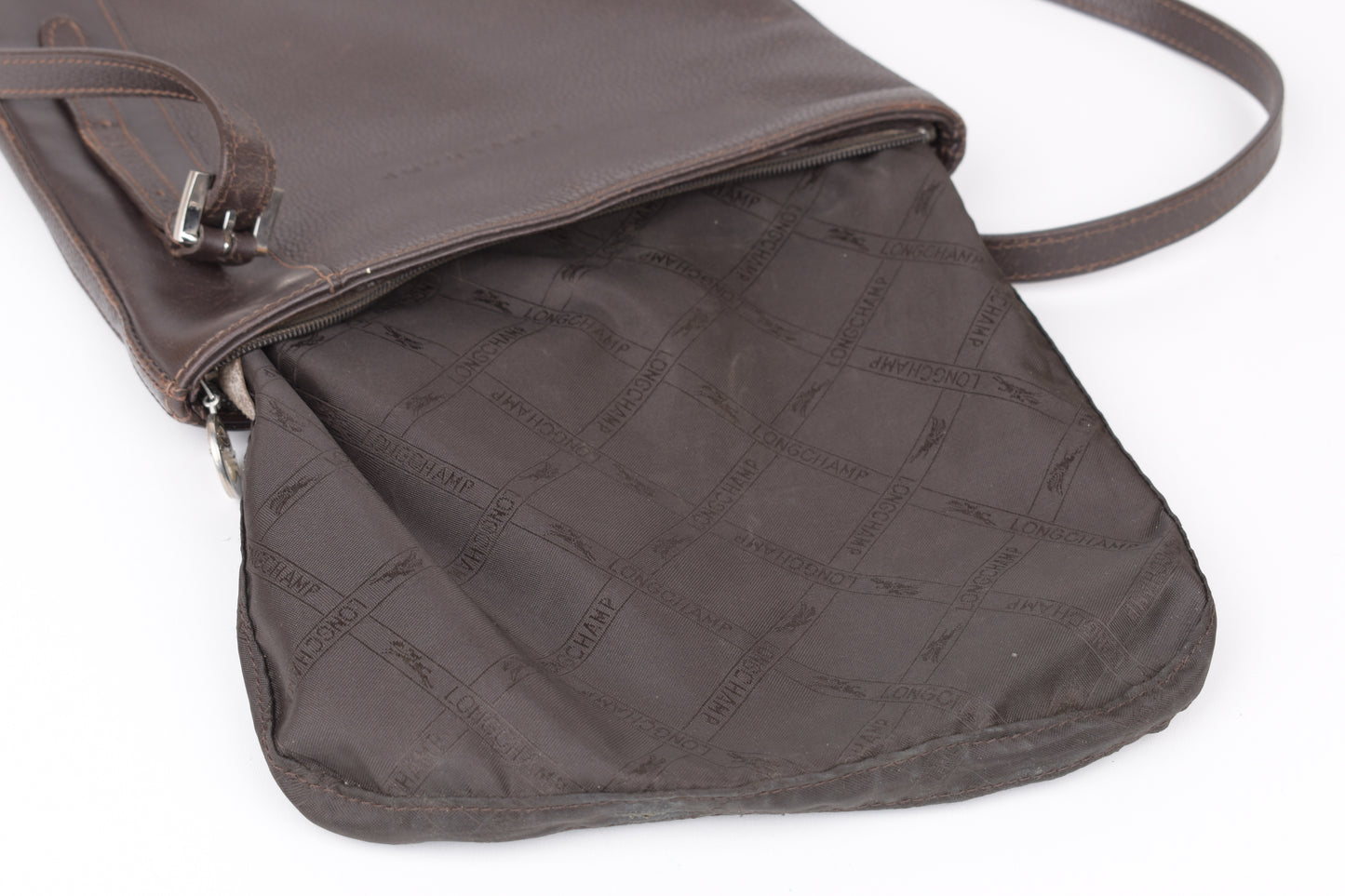 * Longchamp Medium Brown Leather Crossbody Bag, 22x24cm, V.Good 7/10