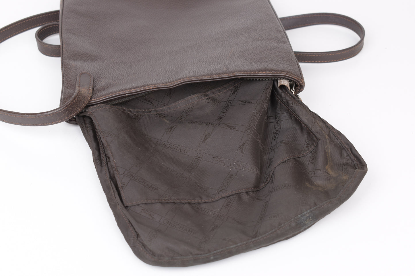 * Longchamp Medium Brown Leather Crossbody Bag, 22x24cm, V.Good 7/10