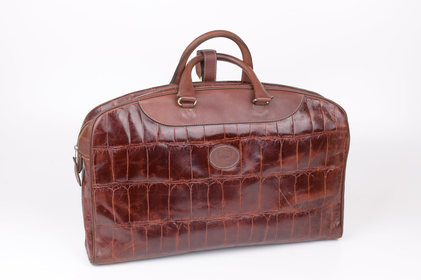 * Burberry Brown Leather Travel Bag, 47x30cm; Excellent 9/10