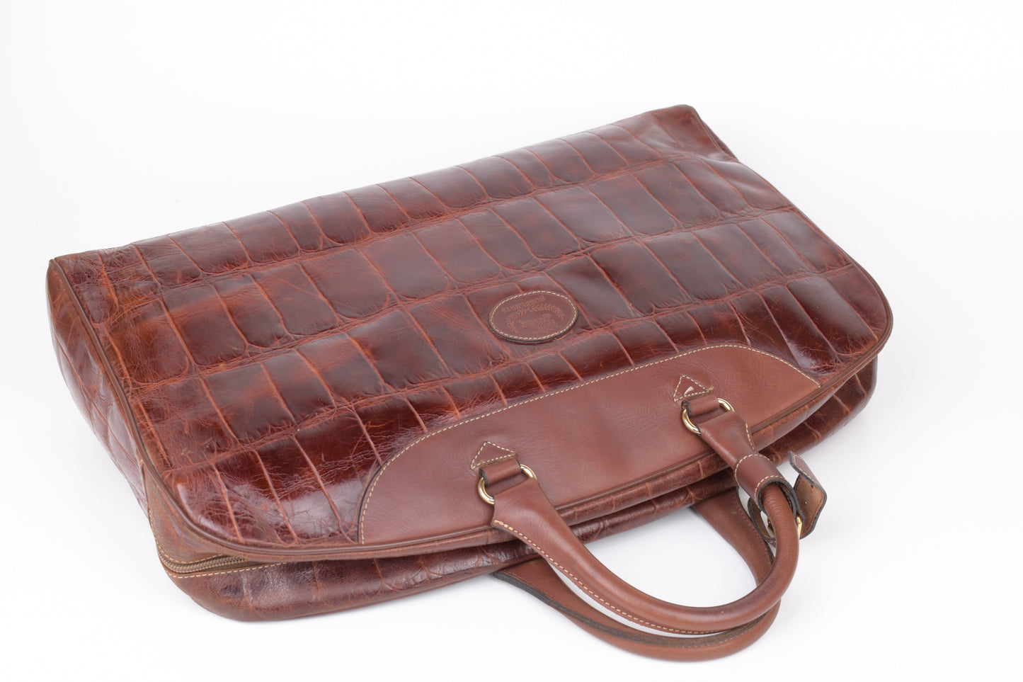 * Burberry Brown Leather Travel Bag, 47x30cm; Excellent 9/10