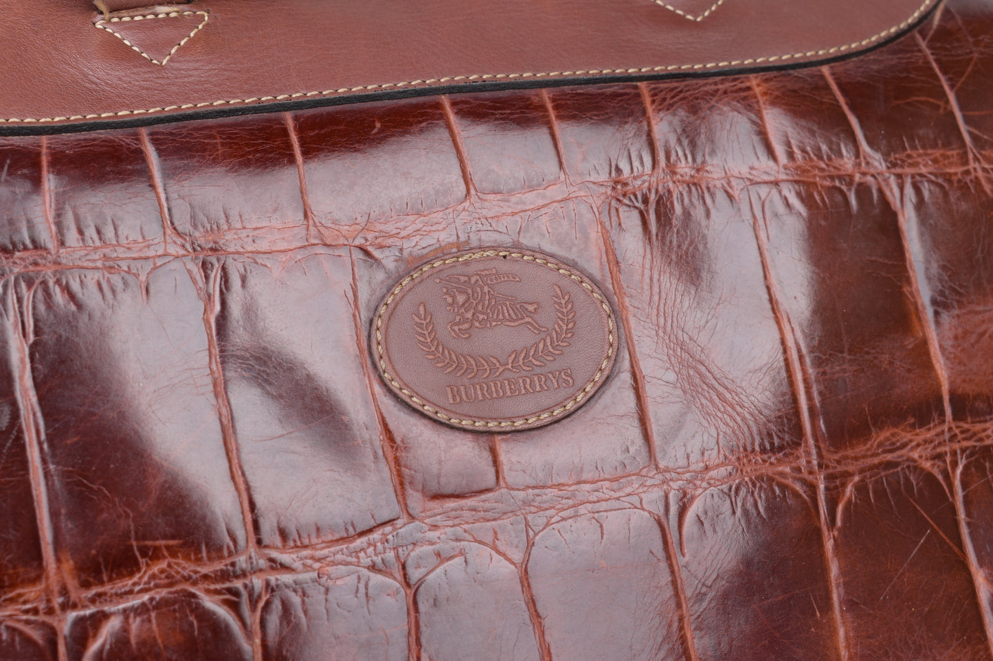 * Burberry Brown Leather Travel Bag, 47x30cm; Excellent 9/10