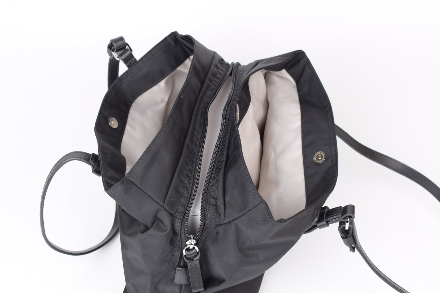* Brics Nylon and Leather Three-Compartment Medium Shopping Bag black, 32x25cm, Excellent 10/10