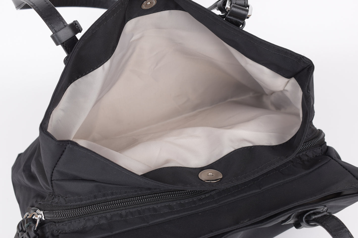 * Brics Nylon and Leather Three-Compartment Medium Shopping Bag black, 32x25cm, Excellent 10/10
