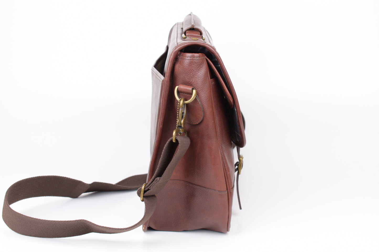 * Barbour Brown Leather Messenger Bag, 42x30cm, Excellent 9/10