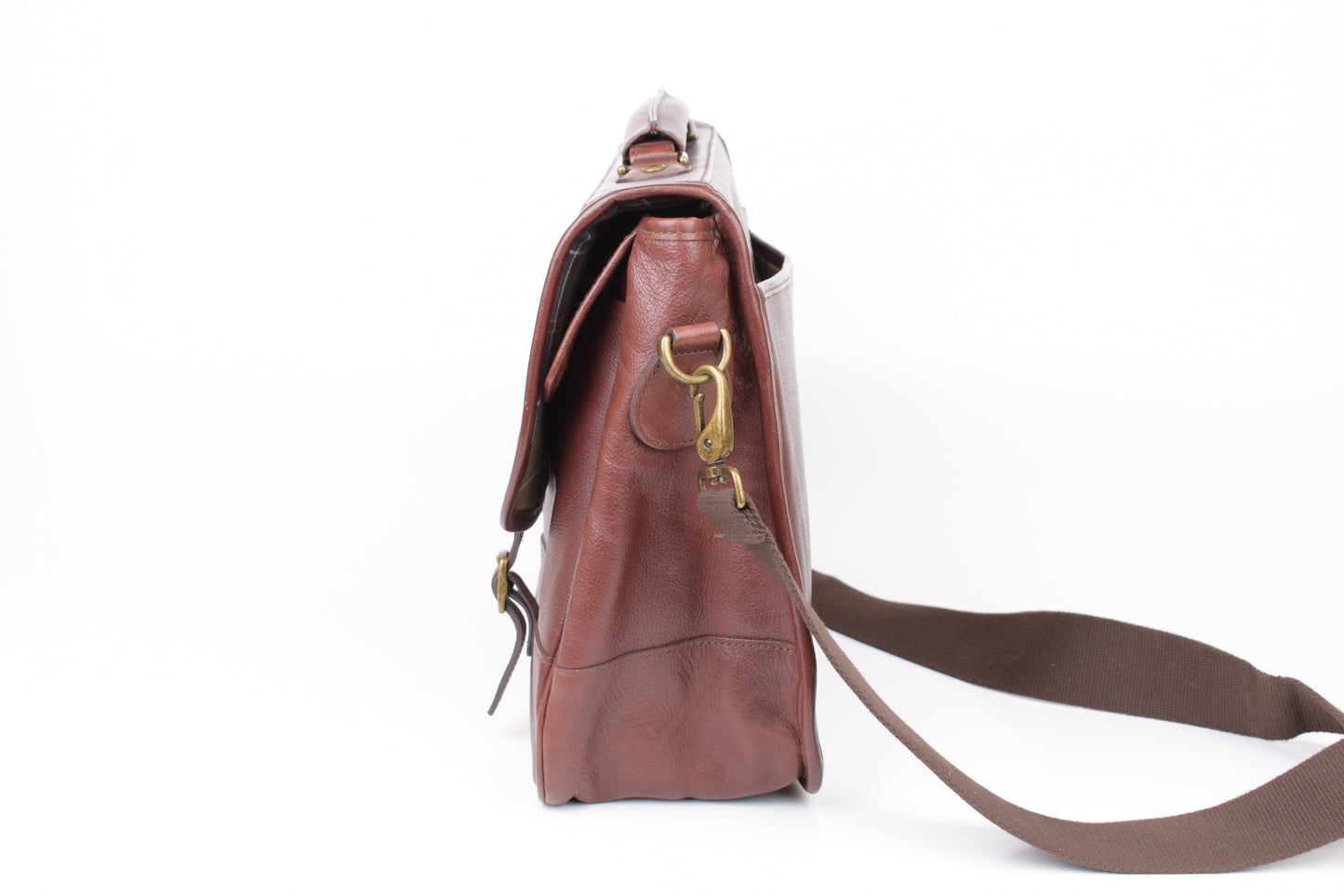 * Barbour Brown Leather Messenger Bag, 42x30cm, Excellent 9/10