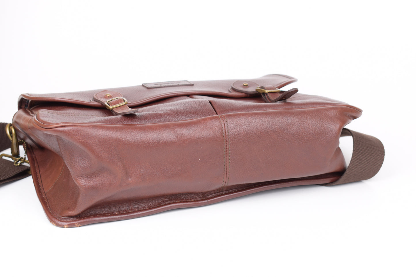 * Barbour Brown Leather Messenger Bag, 42x30cm, Excellent 9/10
