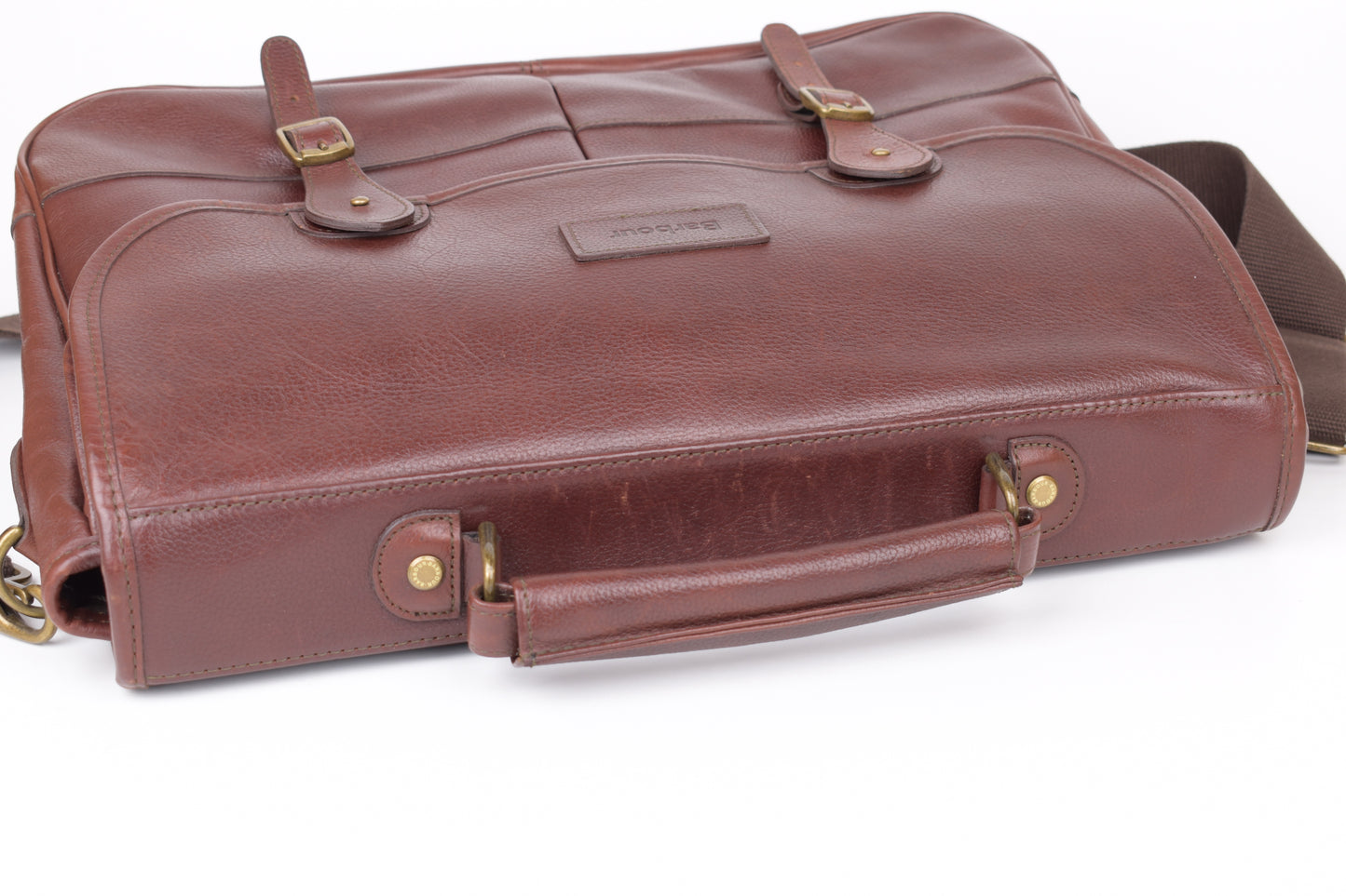 * Barbour Brown Leather Messenger Bag, 42x30cm, Excellent 9/10