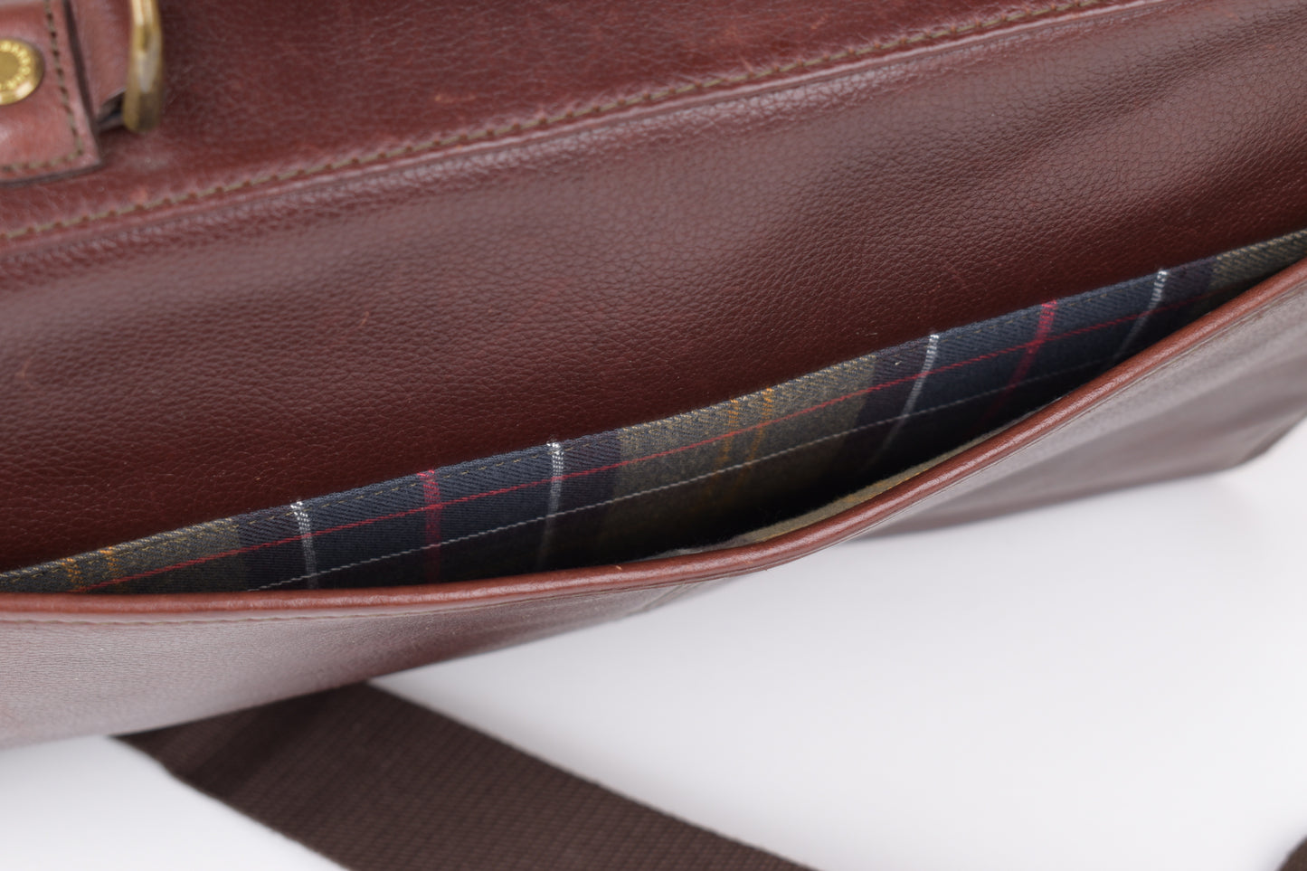 * Barbour Brown Leather Messenger Bag, 42x30cm, Excellent 9/10