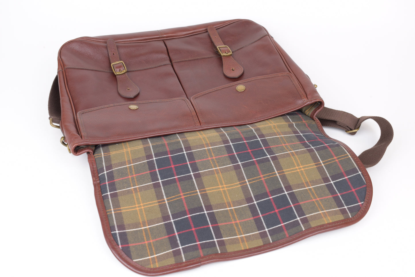 * Barbour Brown Leather Messenger Bag, 42x30cm, Excellent 9/10