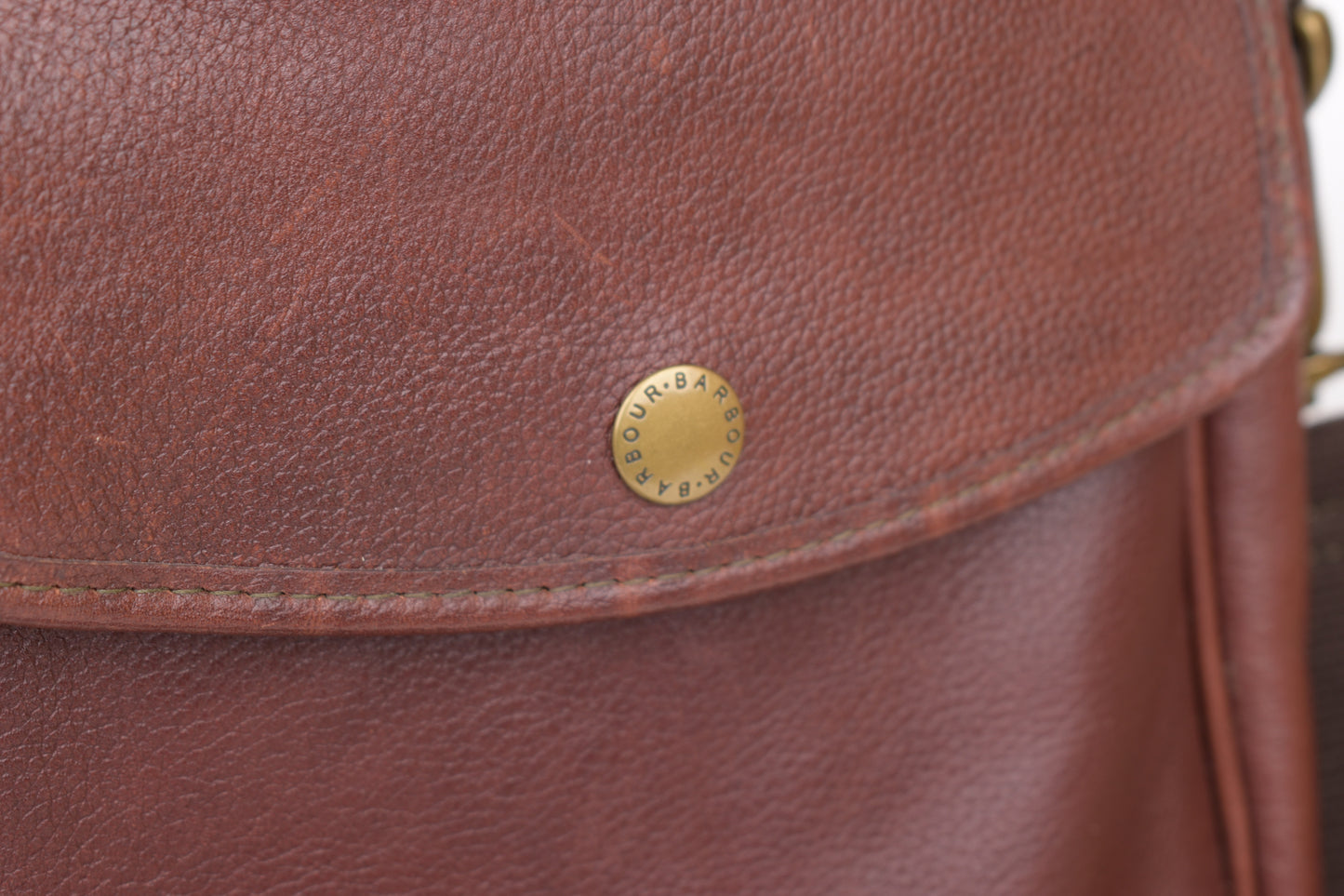 * Barbour Brown Leather Messenger Bag, 42x30cm, Excellent 9/10
