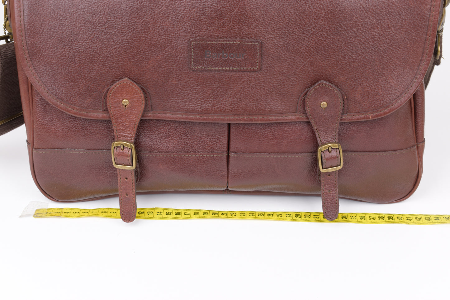* Barbour Brown Leather Messenger Bag, 42x30cm, Excellent 9/10