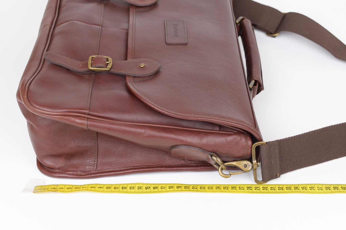 * Barbour Brown Leather Messenger Bag, 42x30cm, Excellent 9/10