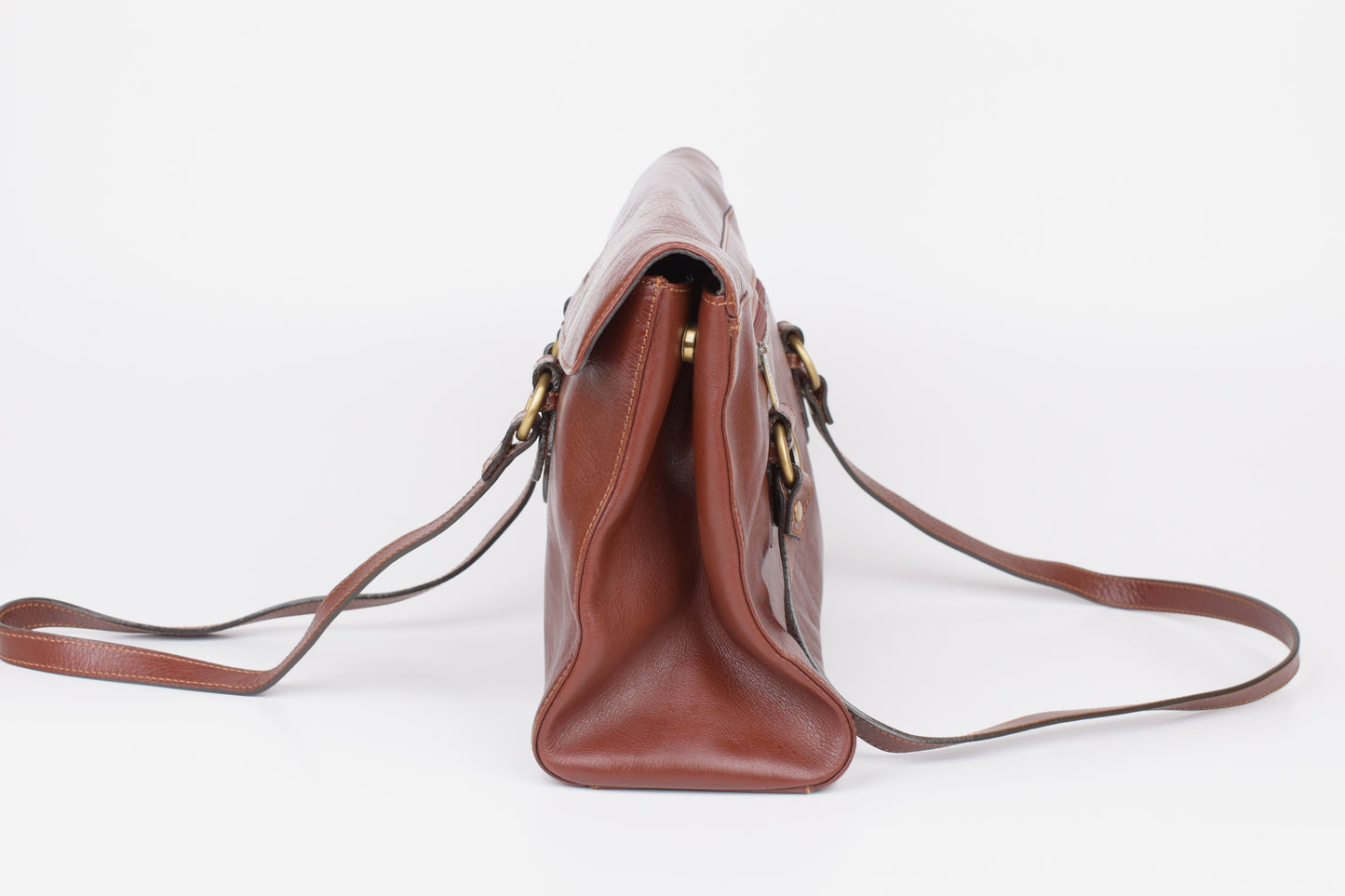 * Hexagona Brown Leather Bag, 36x25cm, Excellent 9/10