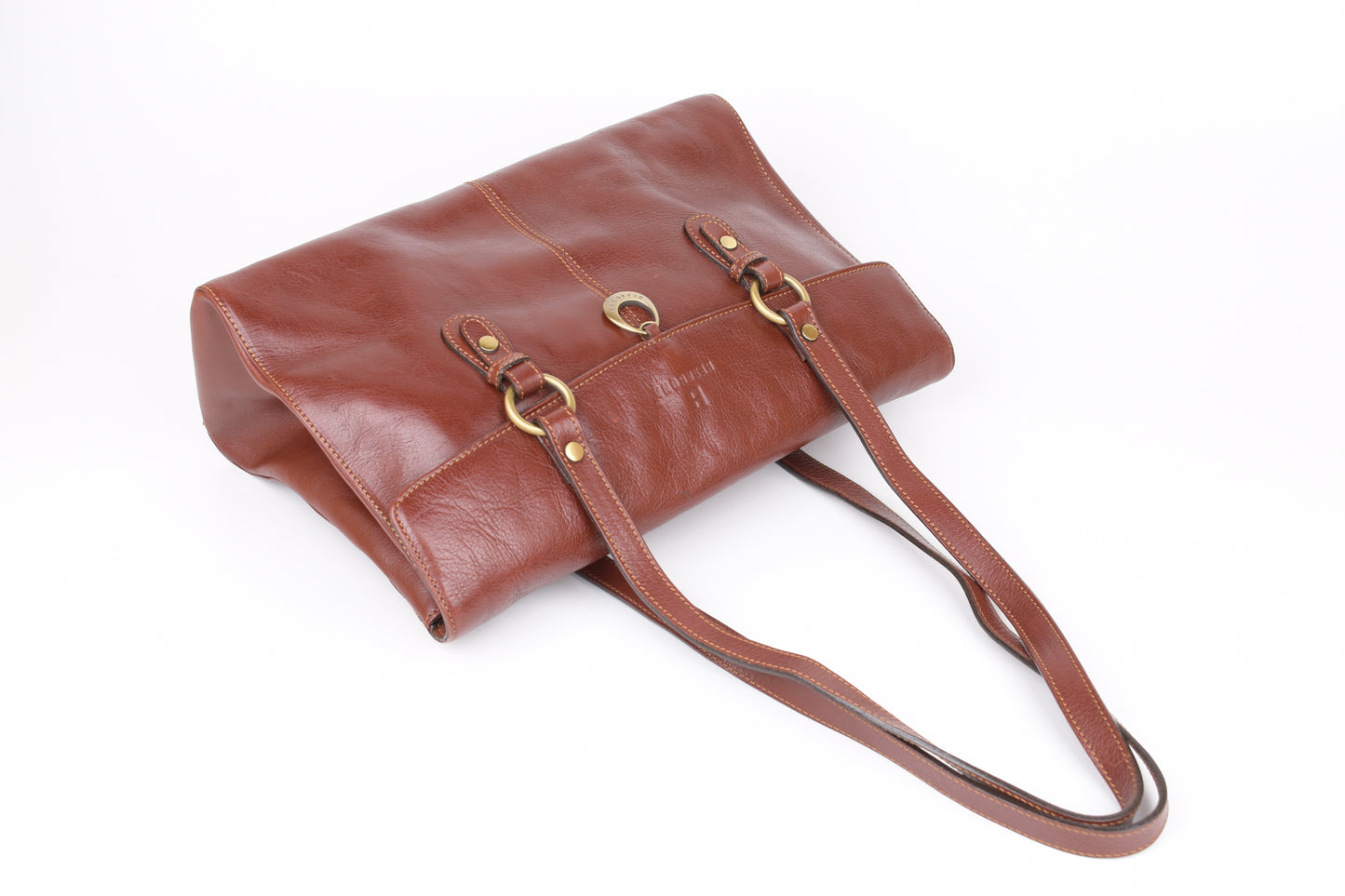 * Hexagona Brown Leather Bag, 36x25cm, Excellent 9/10