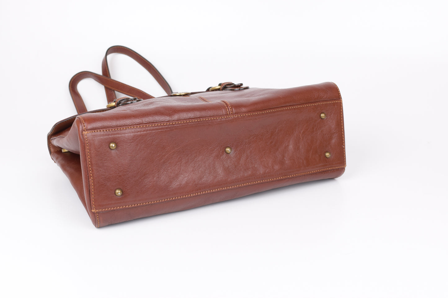 * Hexagona Brown Leather Bag, 36x25cm, Excellent 9/10