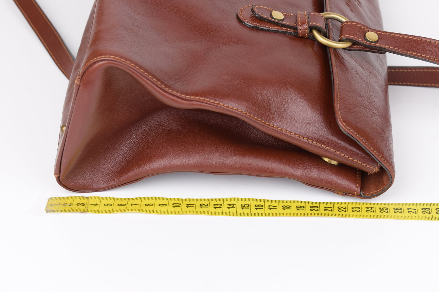 * Hexagona Brown Leather Bag, 36x25cm, Excellent 9/10