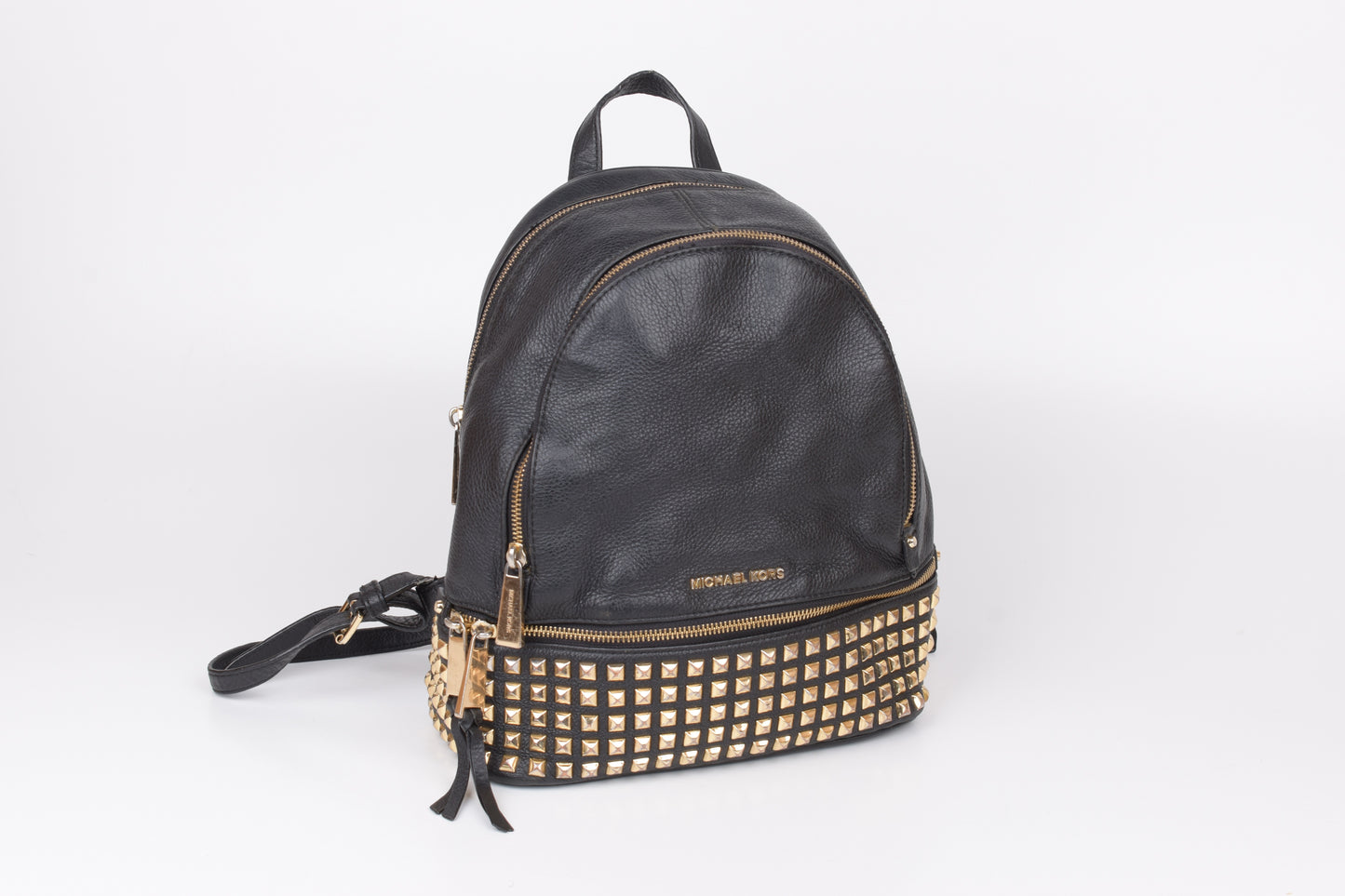 *Michael Kors Rhea Zip Studded Black Leather Backpack, 27x30cm, V.Good 8/10