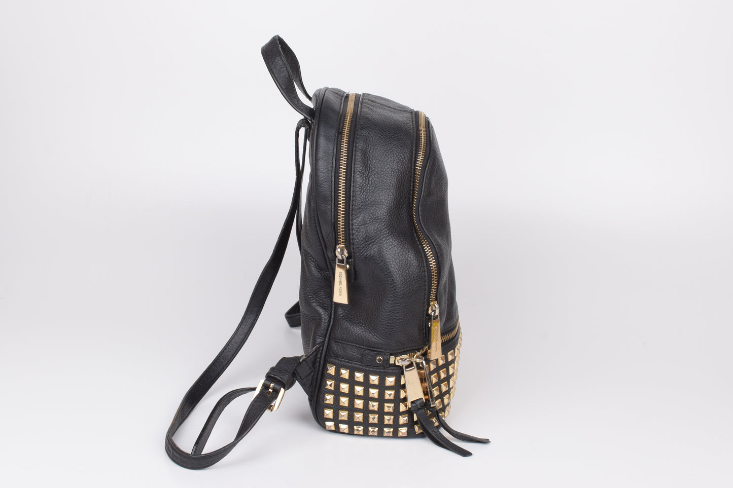 *Michael Kors Rhea Zip Studded Black Leather Backpack, 27x30cm, V.Good 8/10