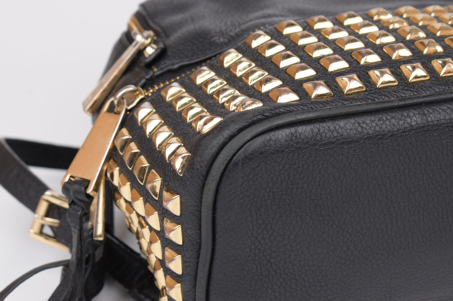*Michael Kors Rhea Zip Studded Black Leather Backpack, 27x30cm, V.Good 8/10