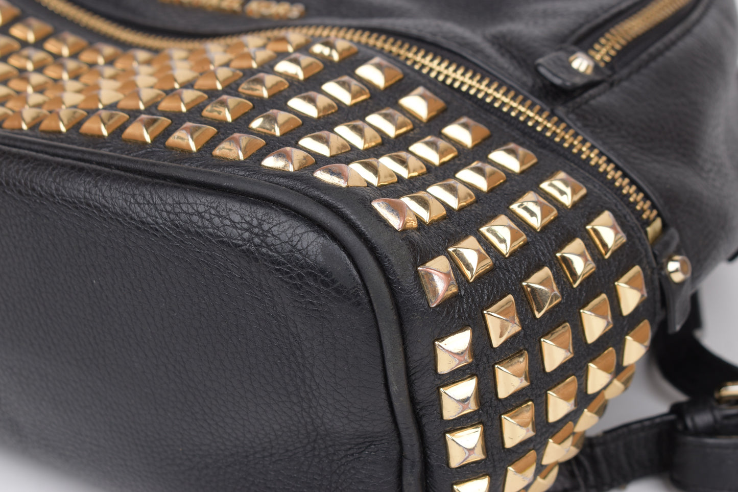 *Michael Kors Rhea Zip Studded Black Leather Backpack, 27x30cm, V.Good 8/10