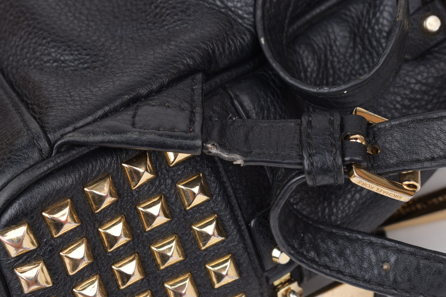 *Michael Kors Rhea Zip Studded Black Leather Backpack, 27x30cm, V.Good 8/10
