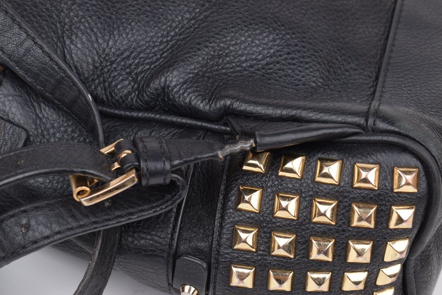 *Michael Kors Rhea Zip Studded Black Leather Backpack, 27x30cm, V.Good 8/10