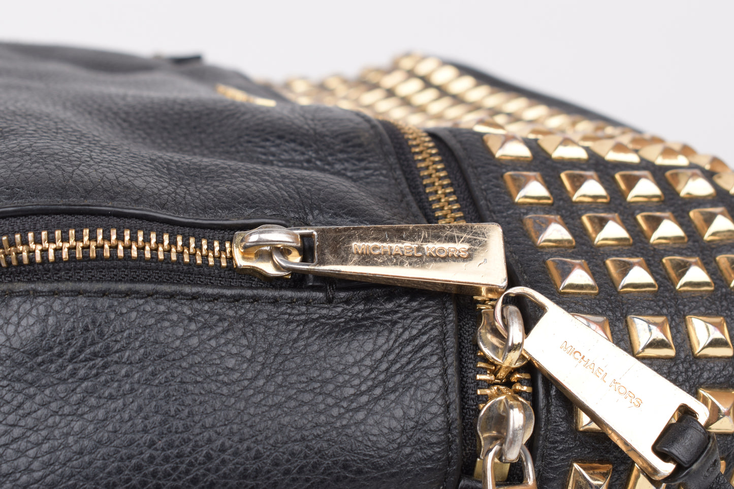 *Michael Kors Rhea Zip Studded Black Leather Backpack, 27x30cm, V.Good 8/10