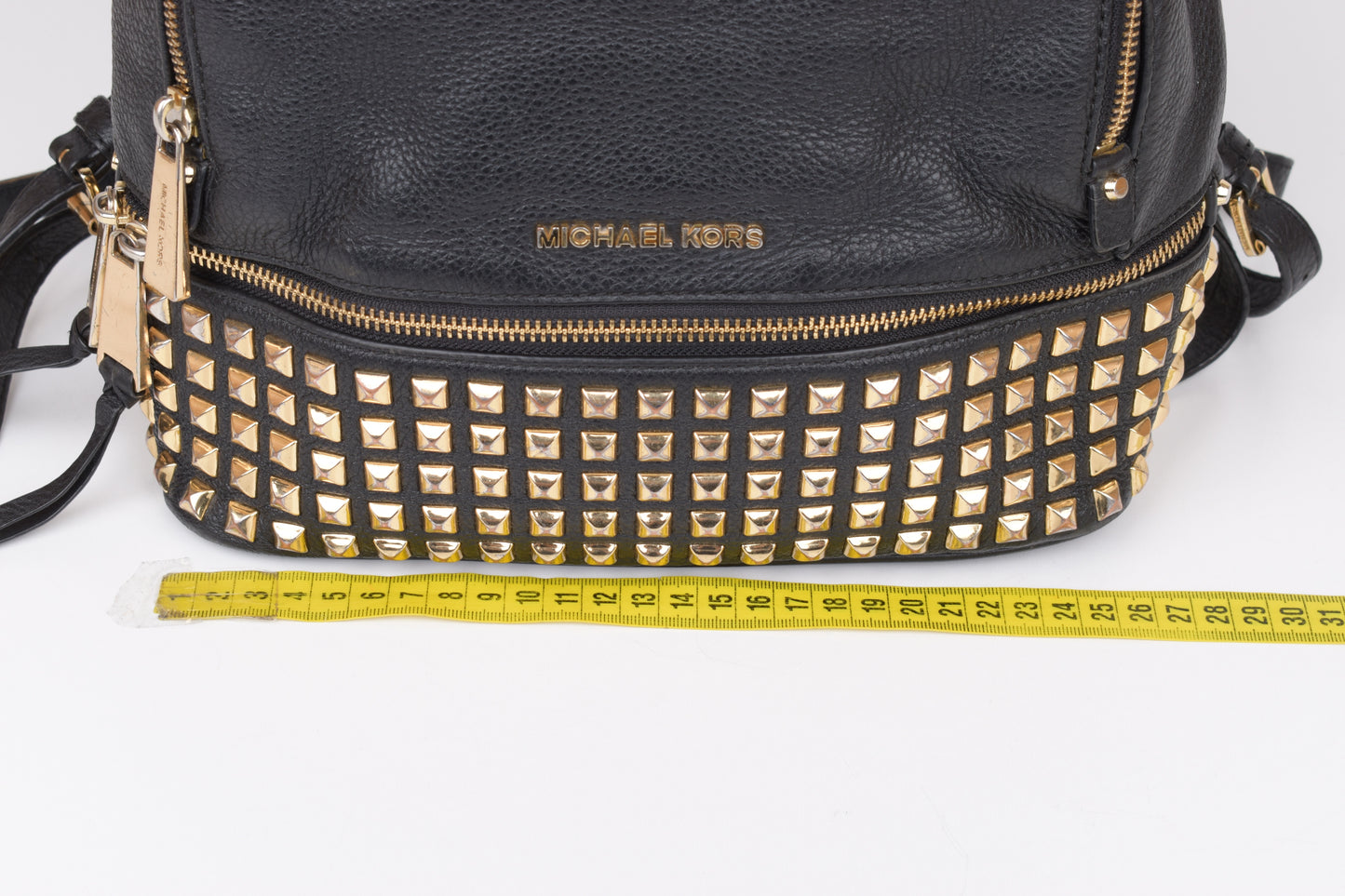 *Michael Kors Rhea Zip Studded Black Leather Backpack, 27x30cm, V.Good 8/10