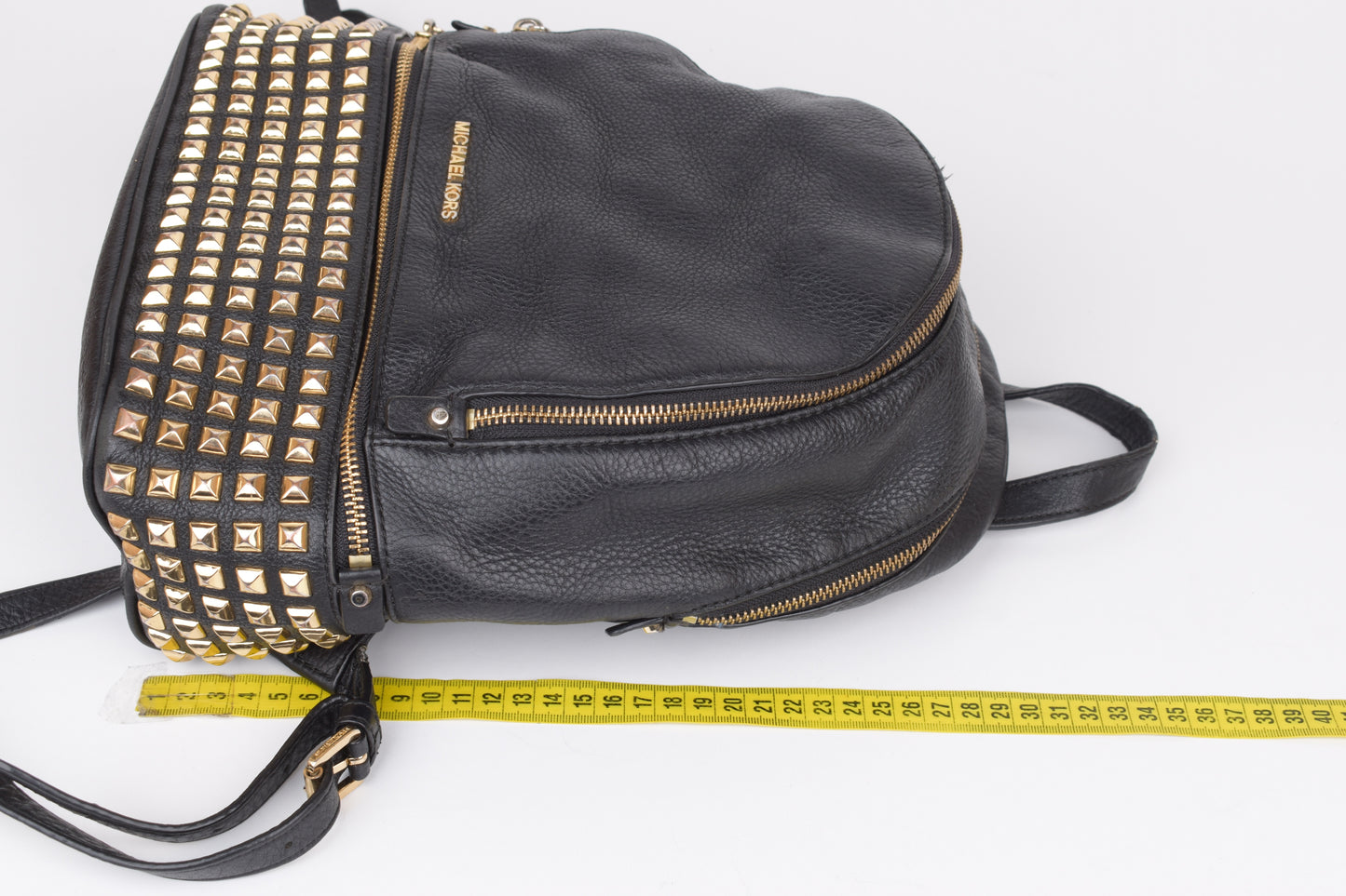 *Michael Kors Rhea Zip Studded Black Leather Backpack, 27x30cm, V.Good 8/10