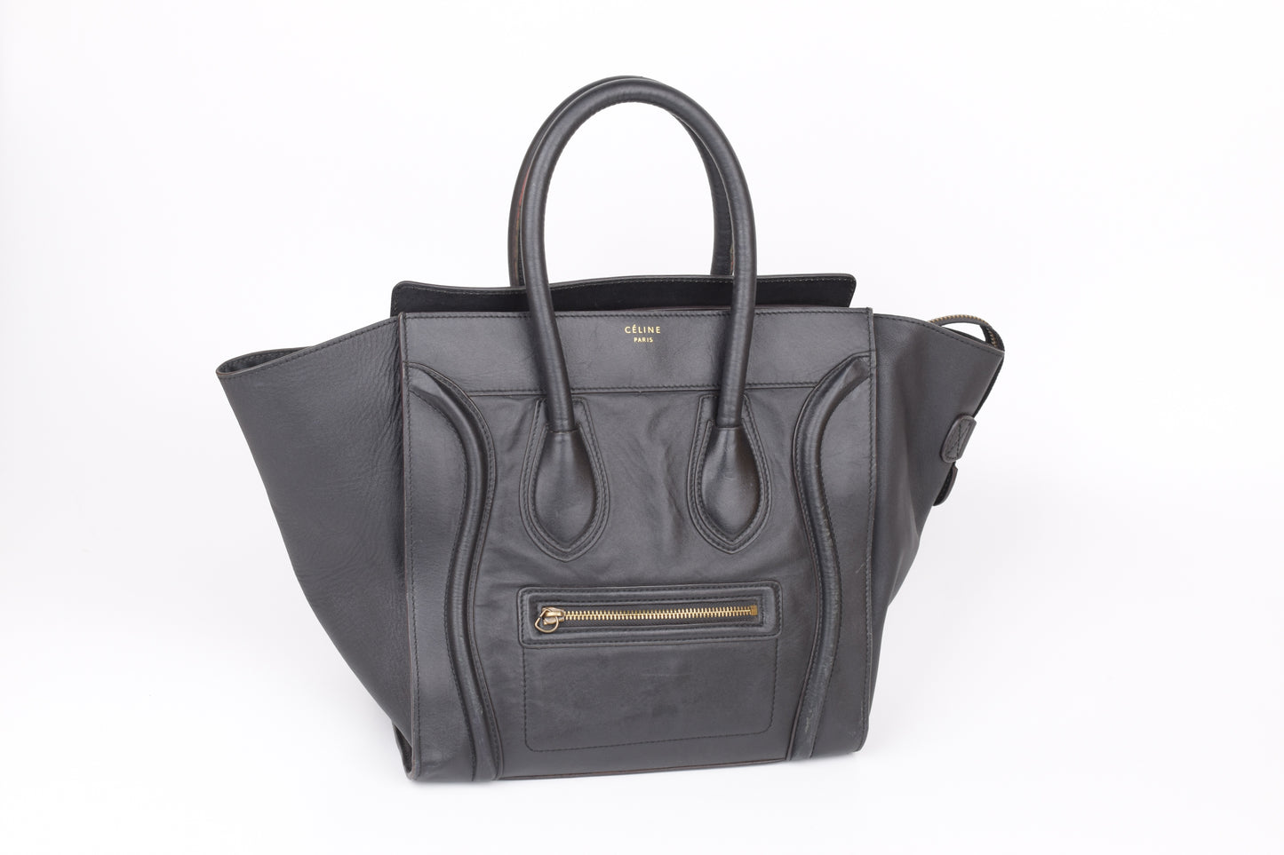 * CELINE 2014 Luggage Phantom Black Leather Hand Tote Bag, 30x30cm, V.Good 7/10 *Read